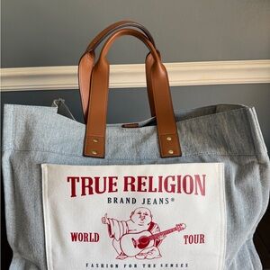 True Religion Gray and Brown Duffel Bag